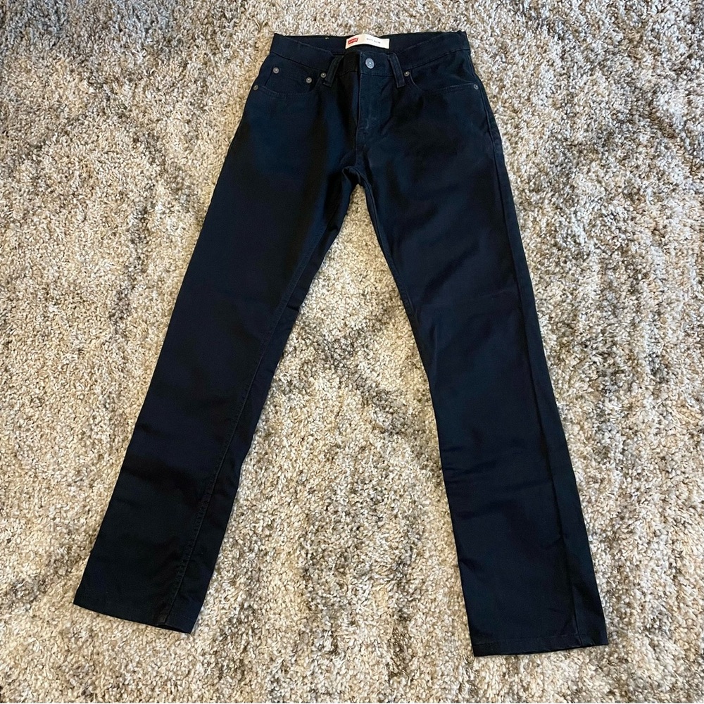 Levi's 511 Slim Fit Boys Jeans Size 16 (28x30) Black Dark Wash Adjustable Waist‎